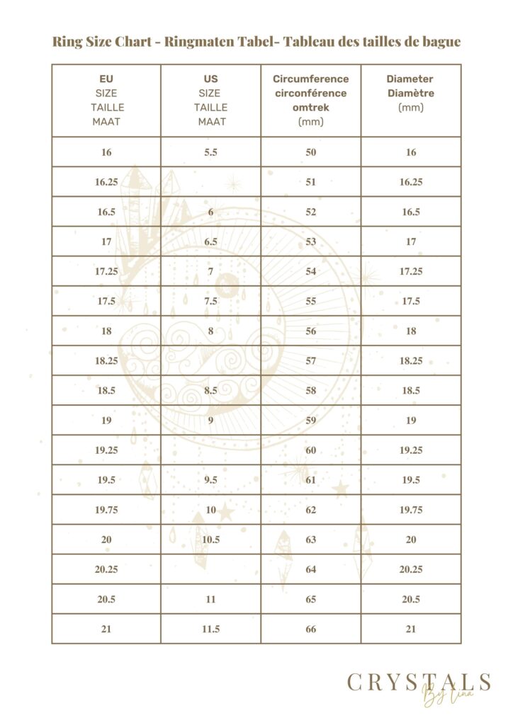 Tableau taille des discount bagues