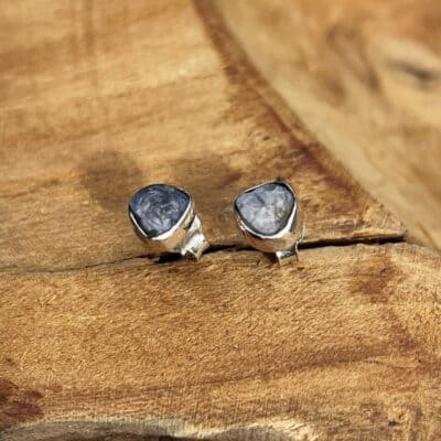 earstuds with uncut diamond_silver