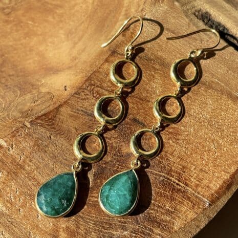 Earrings with emerald gold plated-2