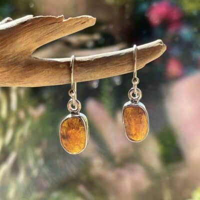 Earrings with orange kyanite