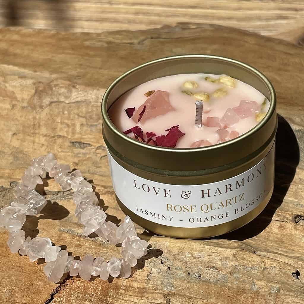 Gemstone scented candle rose quartz - Love & Harmony