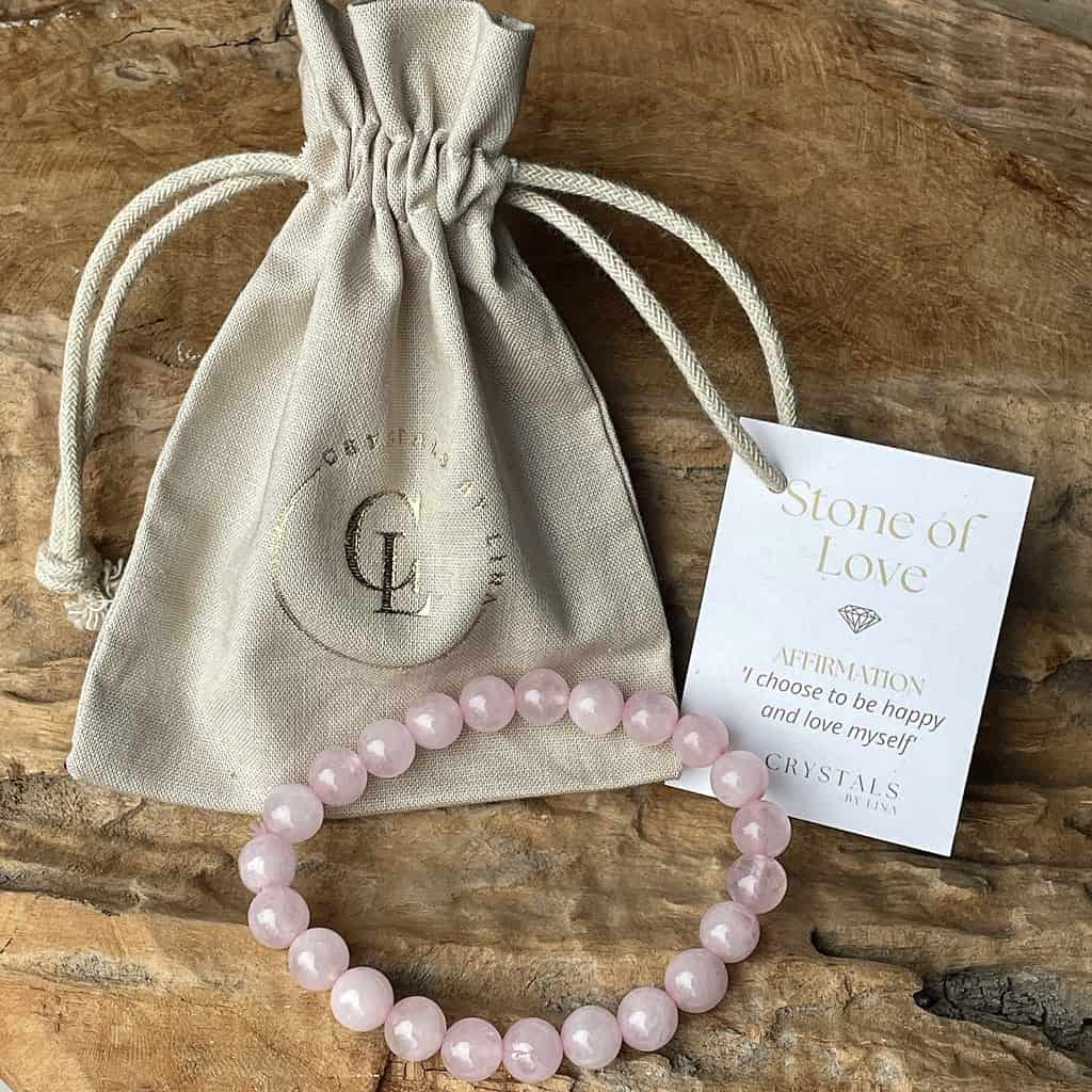 Bracelet en pierres gemmes quartz rose