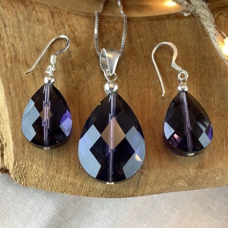 Jewelry set silver with amethyst-2
