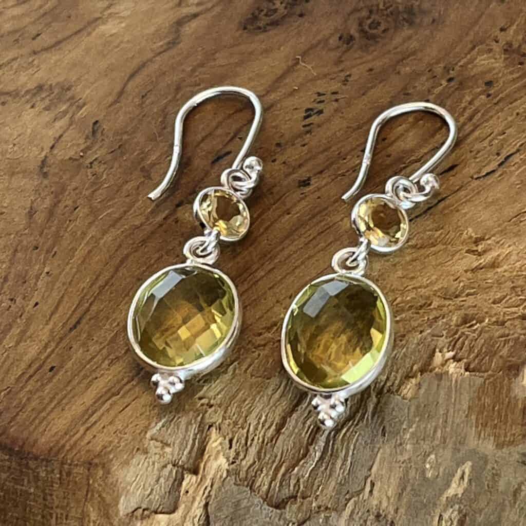 Earrings yellow topaz with citrine