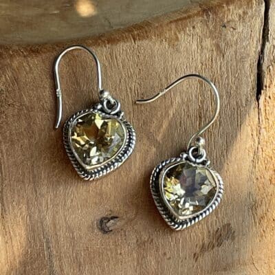 Heart-shaped yellow topaz earrings-2