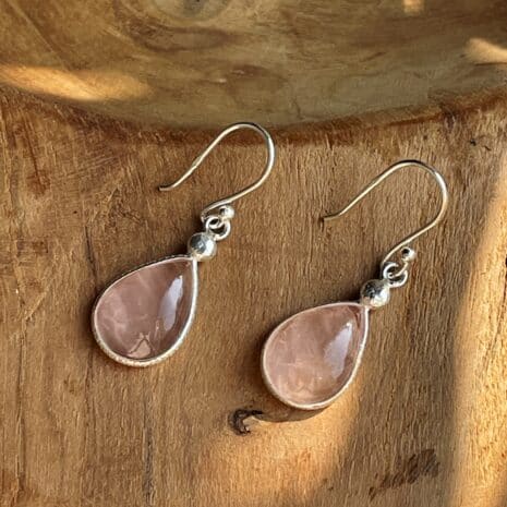 Boucles d'oreilles gouttes de quartz rose-3