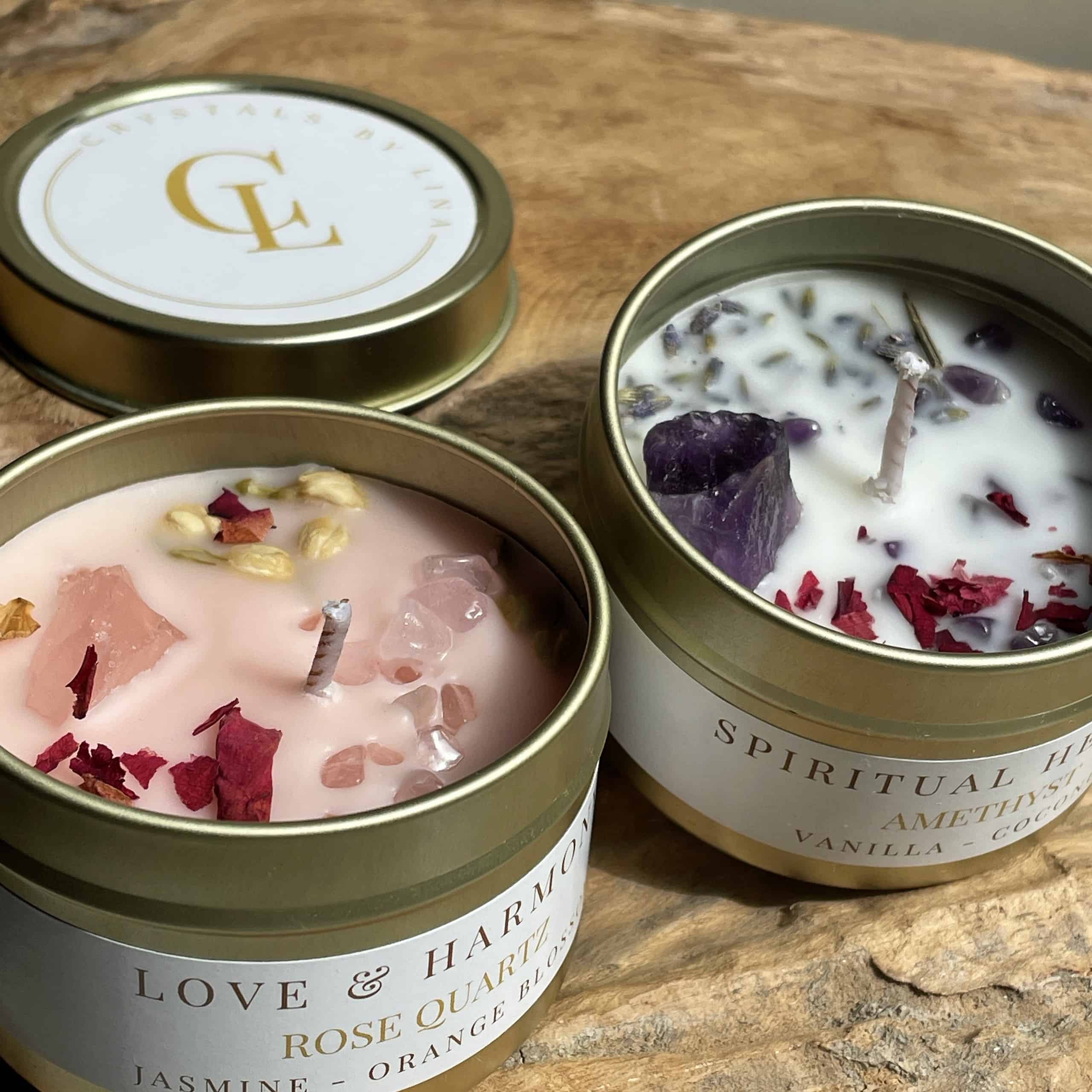Set of 2 scented candles with gemstone (8)