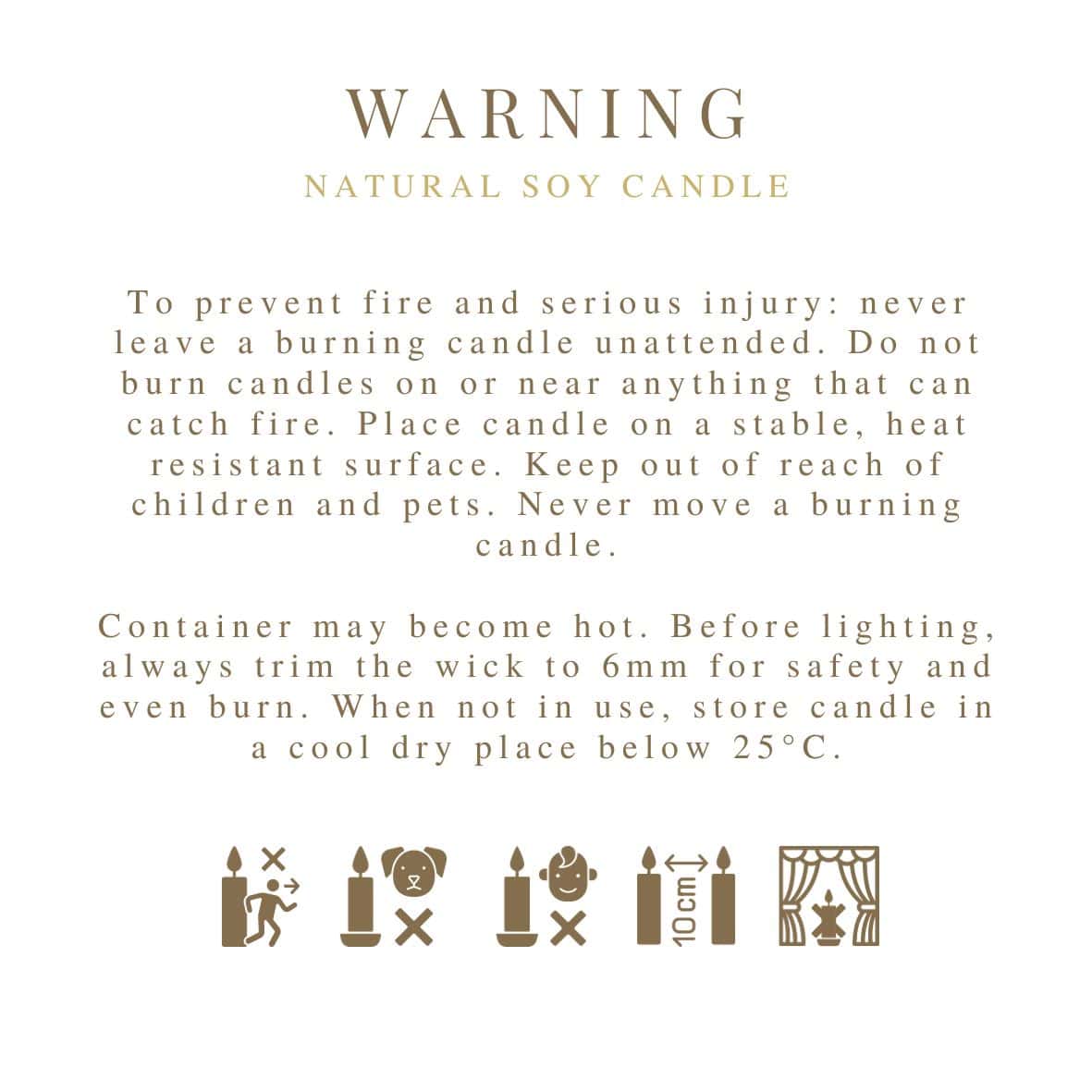 Warning Label for Candle - For use with wooden wicks - BeScented