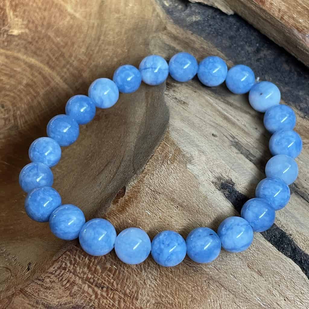 Bracelet de perles en dentelle d'agate bleue (7)