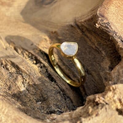ring with uncut diamond yellow gold