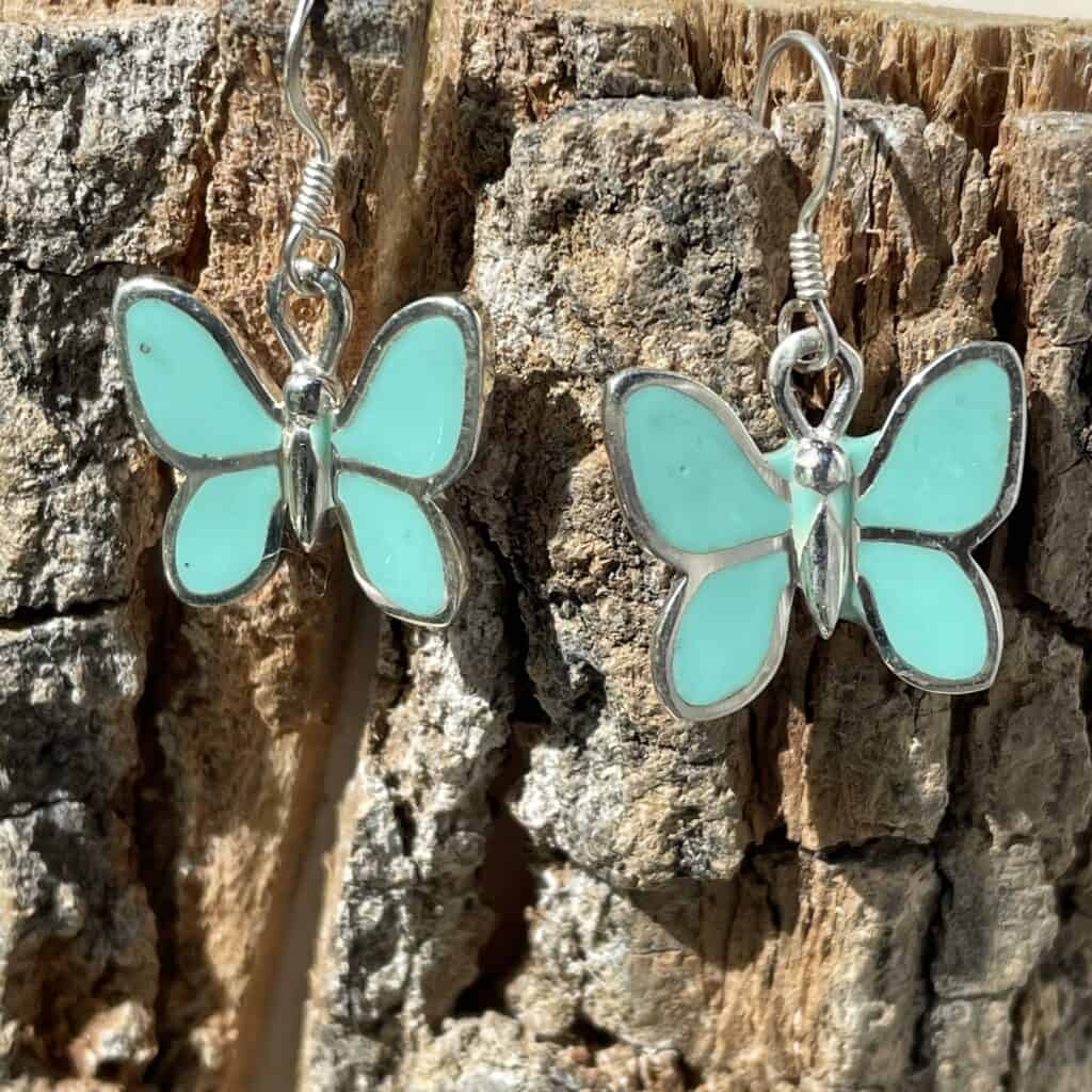 butterfly earrings turquoise - birthstone december