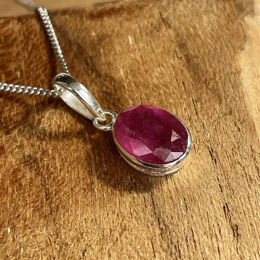 modern pendant with ruby