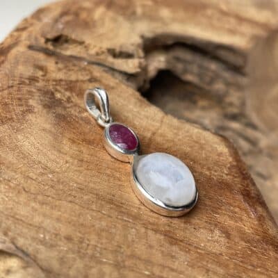 Pendant with Rainbow Moonstone and Ruby-1