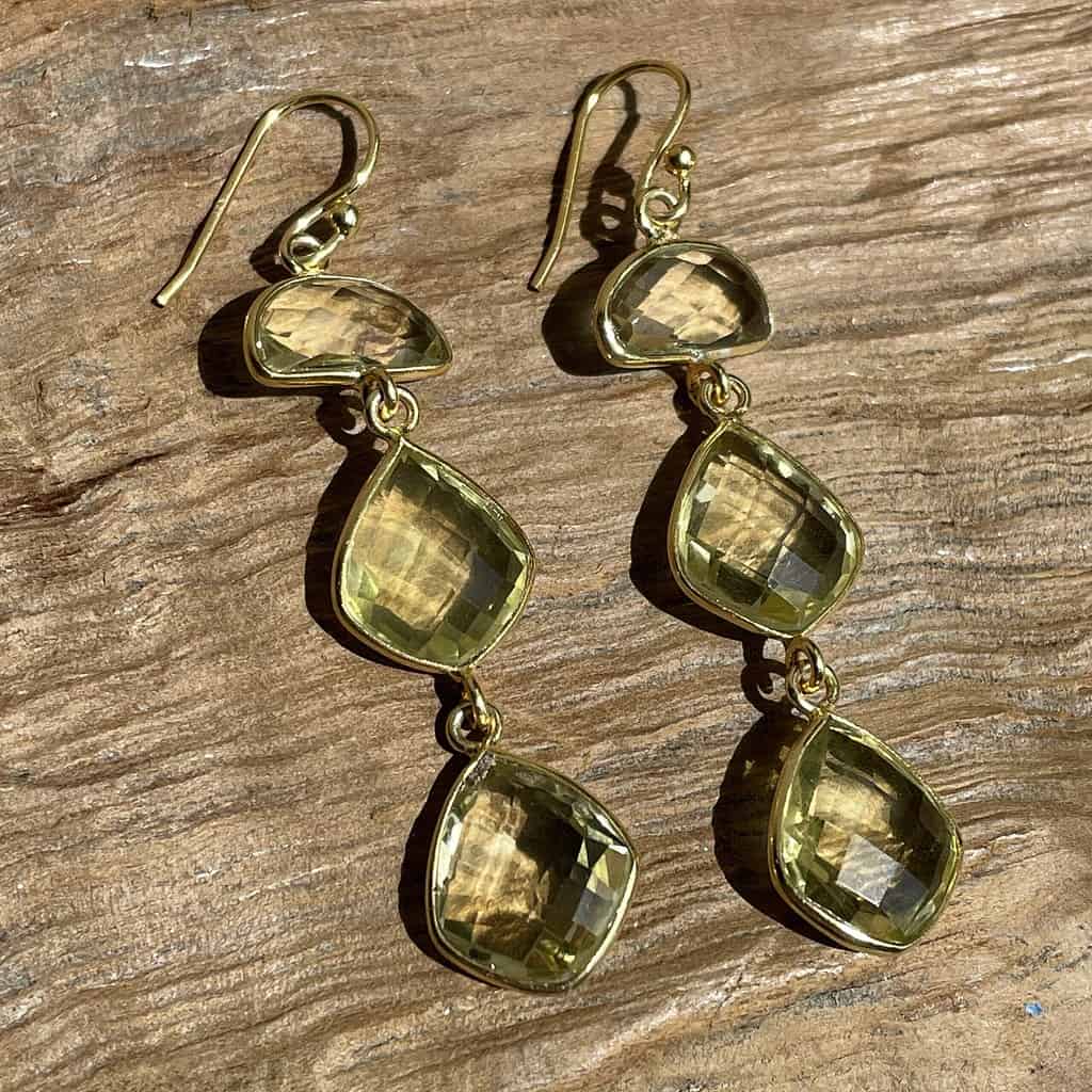 Gold earrings with yellow topaz - birthstone November