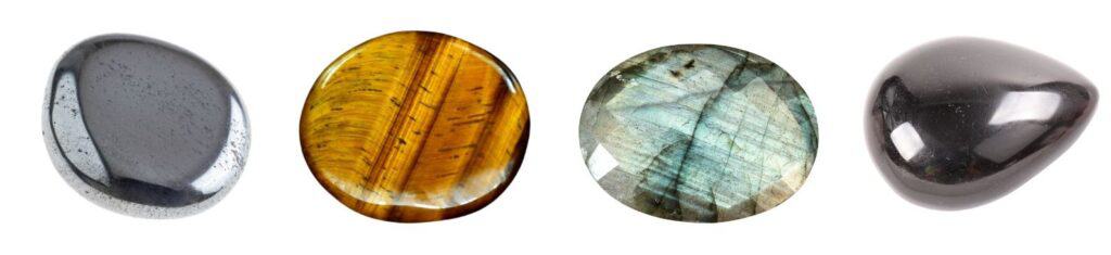 Gemstones for protection - hematite, tiger eye, labradorite and black tourmaline