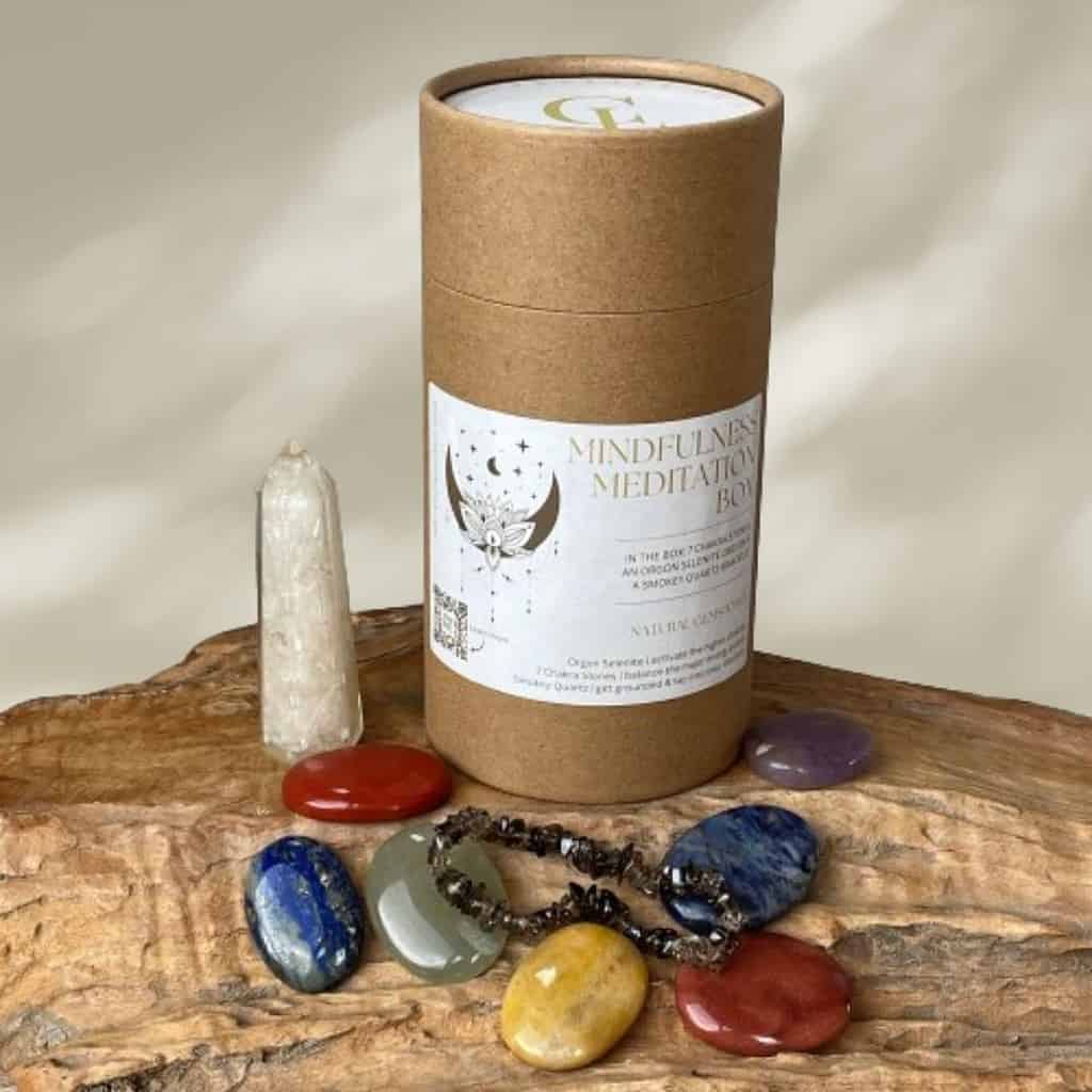 Mindfulness Meditation Box with chakra stones