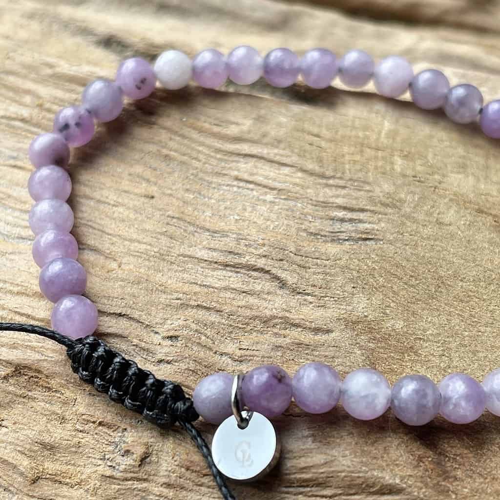 Power bracelet lepidolite purple gemstone
