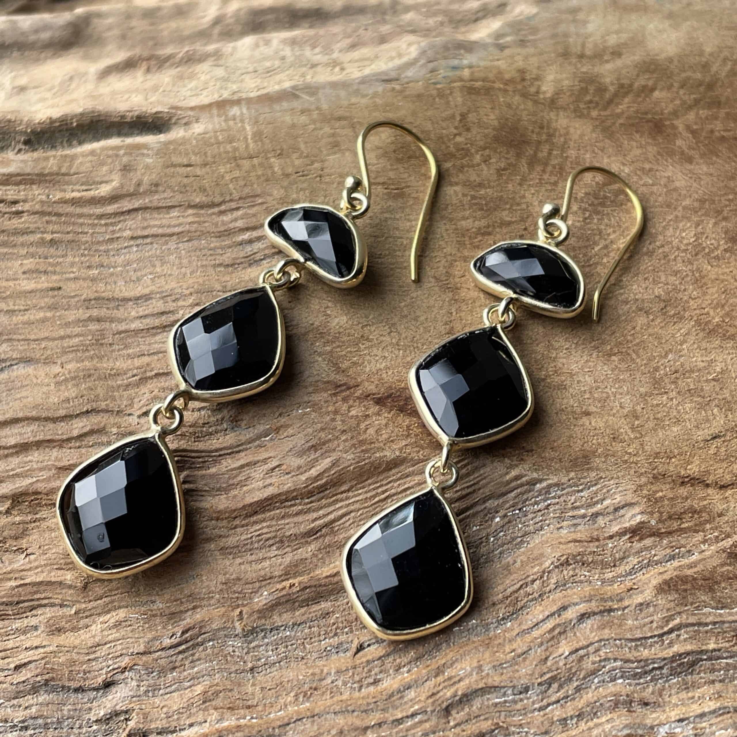 Sherazade - Gold earrings Black Onyx