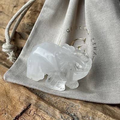 Bergkristal olifant in eco-friendly geschenkzakje (3)