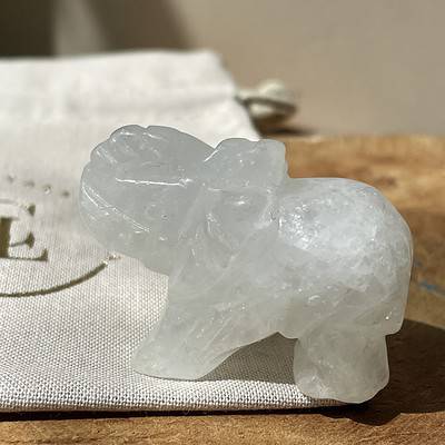 Bergkristal olifant in eco-friendly geschenkzakje (4)