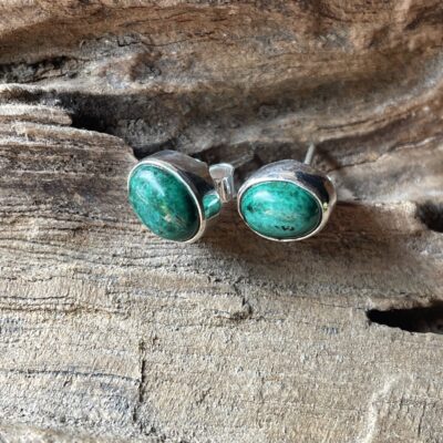 Oorstekers groene chrysocolla - sterling silver 925