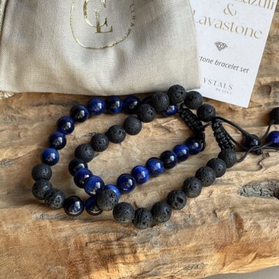 armband set lapis lazuli en lavasteen (4)